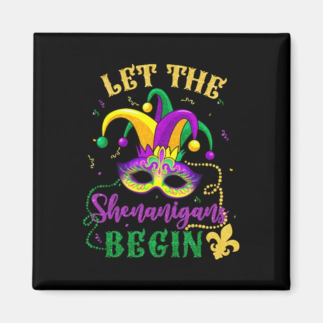 Aimant Costume Mardi Gras Laissez Les Shenanigans Commenc (Devant)