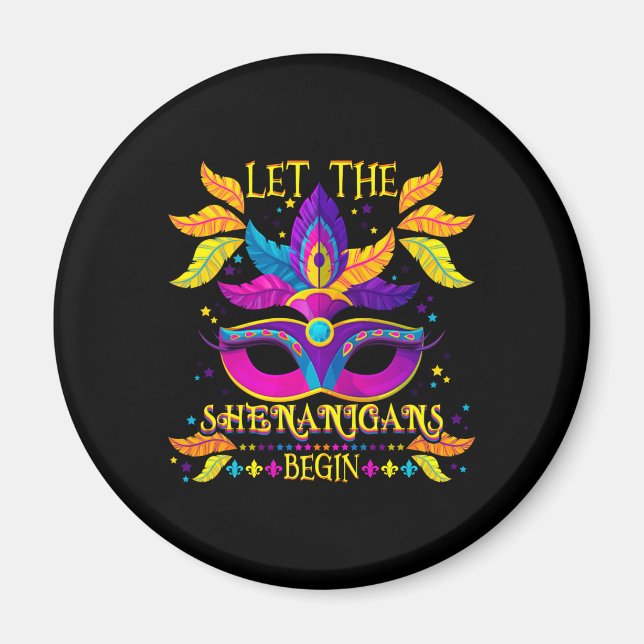 Aimant Costume Mardi Gras Laissez Les Shenanigans Commenc (Devant)
