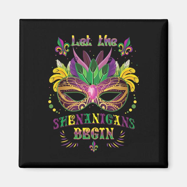 Aimant Costume Mardi Gras Masque Laisser Les Shenanigans  (Devant)