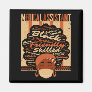 Aimant Costume Médicale Istant Afro Femme Fier Poing Noir