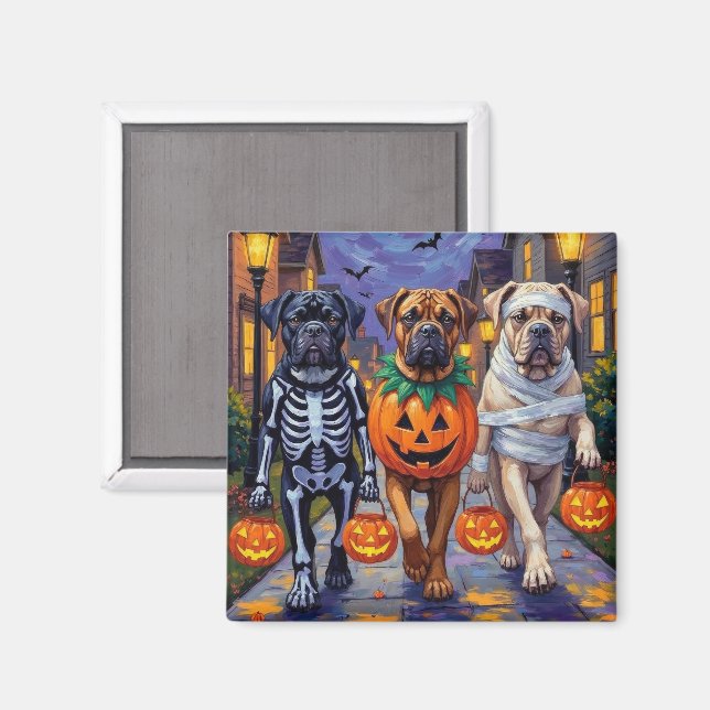Aimant Costumes d'Halloween pour Bullmastiff allant cherc (Recto/Verso)
