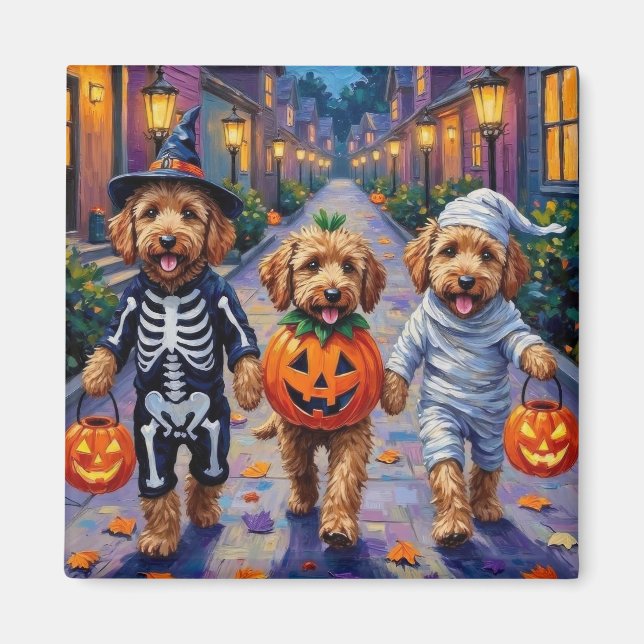 Aimant Costumes d'Halloween pour Goldendoodle allant cher (Devant)