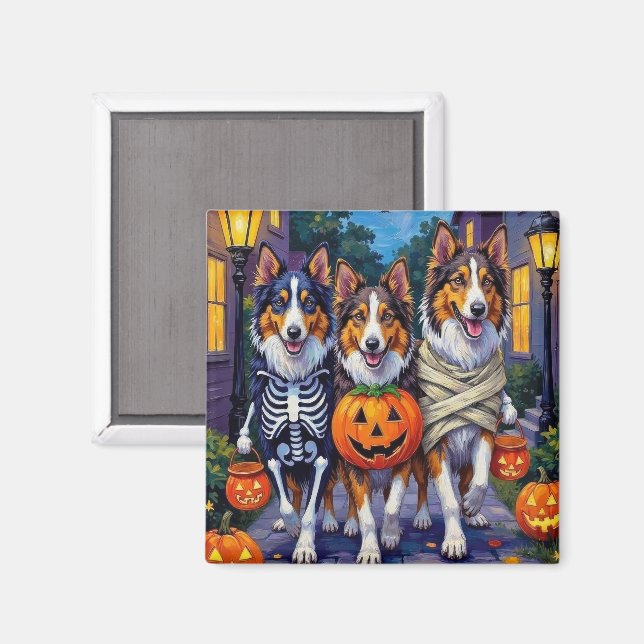 Aimant Costumes d'Halloween pour Rough Collie allant cher (Recto/Verso)