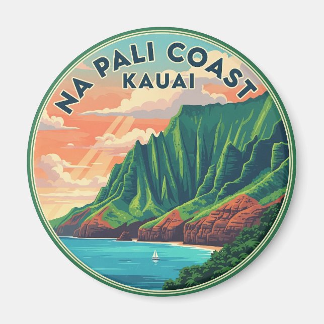 Aimant Côte Nā Pali Kauai Hawaii Voyage (Devant)
