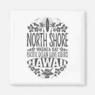 Aimant Côte Nord Waimea et surfeurs de vagues de l'océan