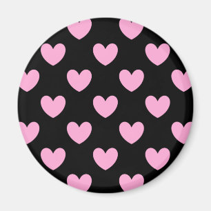 Aimant Coton Candy Pink coeurs de polka sur noir