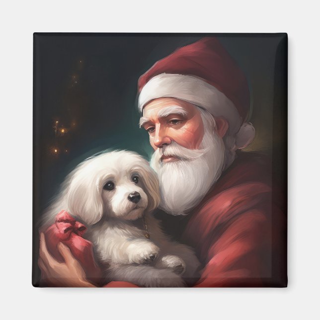 Aimant Coton De Tulear Avec Noël Du Père Noël (Devant)