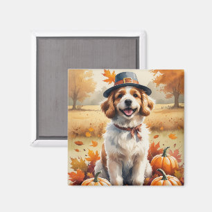Aimant Coton De Tuléar dans l'art de Thanksgiving aux feu