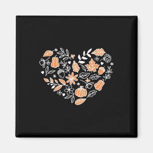 Aimant Cottagecore Automne Feuilles Forme de coeur Wildfl