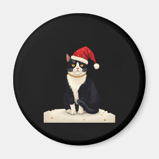 Aimant Cottagecore Tuxedo Cat Funny Xmas Aesthetic Santa