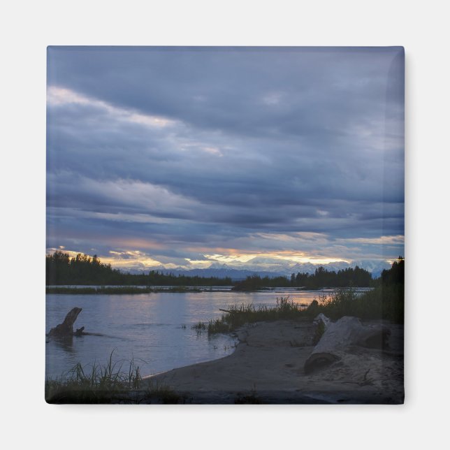 Aimant Coucher de soleil à minuit en Alaska (Devant)