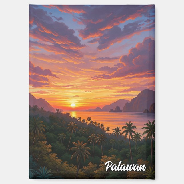 Aimant Coucher de soleil à Palawan Philippines Voyage (Recto)