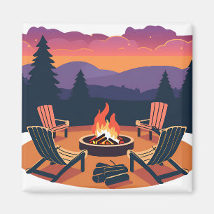 Aimant Coucher de soleil au feu de camp