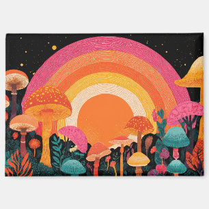 Aimant Coucher de soleil aux champignons psychédéliques –