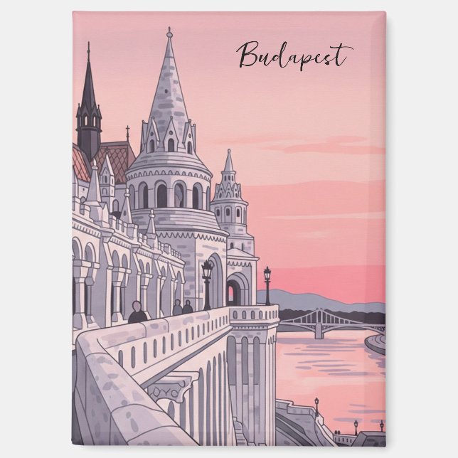 Aimant Coucher de soleil Budapest Hongrie Bastion des Pêc (Recto)