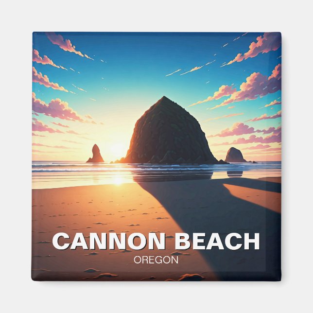Aimant Coucher de soleil de Cannon Beach en Oregon (Devant)