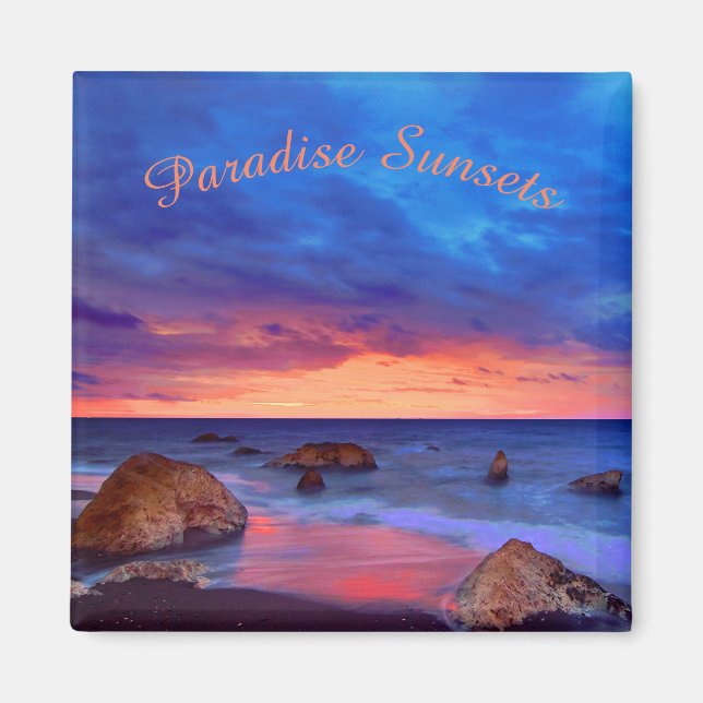 Aimant Coucher de soleil de la mer tropicale (Devant)