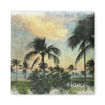 Coucher de soleil et arbres tropicaux