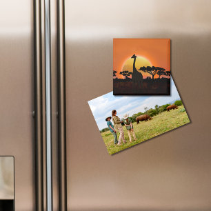 Aimant Coucher de Soleil Girafe Faune Sauvage Sa