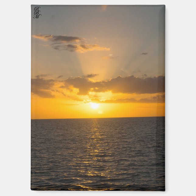 Aimant Coucher de soleil radieux sur l'océan (Recto)