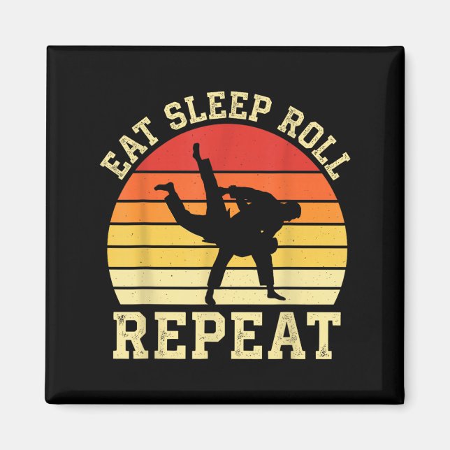 Aimant Coucher de soleil rétro BJJ Jiu-Jitsu Brésilien La (Devant)