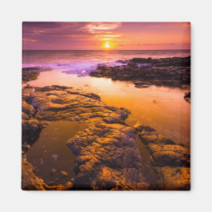 Aimant Coucher de soleil sur des bassins à marée, Hawaï