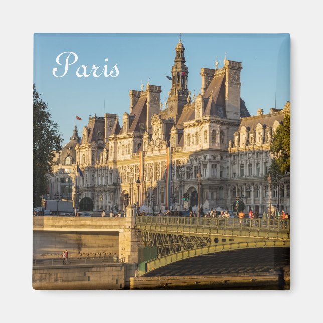 Aimant Coucher de soleil sur Hôtel de Ville à Paris, Fran (Devant)