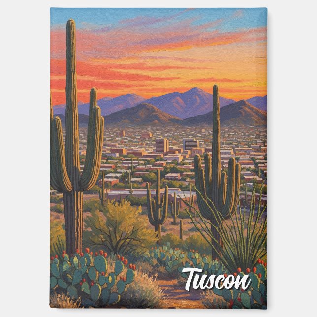 Aimant Coucher de soleil sur la ligne d'horizon de Tuscon (Recto)
