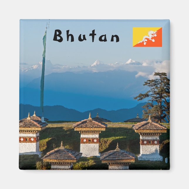 Aimant Coucher de soleil sur le col de Dochula - Bhoutan, (Devant)