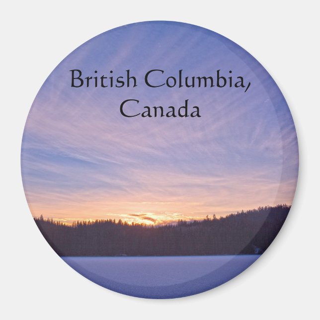 Aimant Coucher de soleil sur le lac et les arbres d'hiver (Devant)