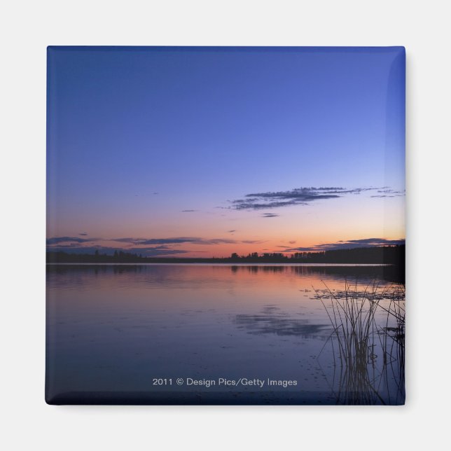Aimant Coucher De Soleil Sur Le Lac Wabamun Avec De L'Her (Devant)
