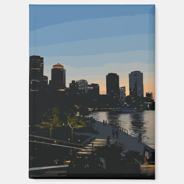 Aimant Coucher de soleil sur le quartier maritime de Bost (Recto)