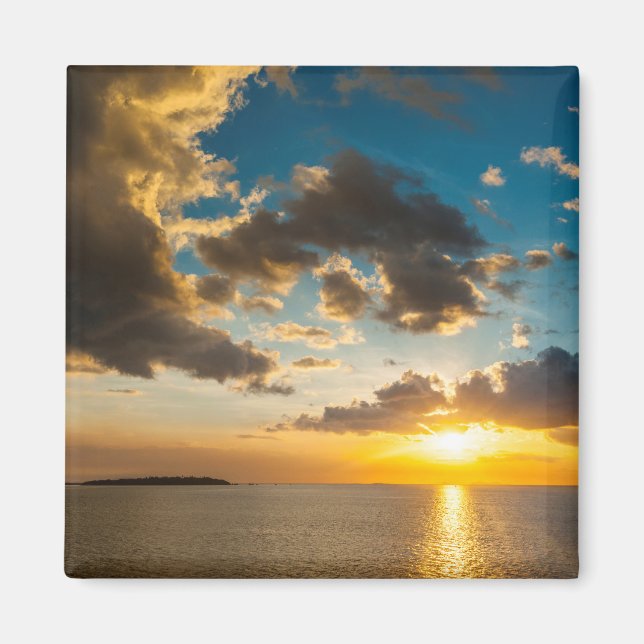 Aimant Coucher de soleil sur l'océan, Fidji (Devant)
