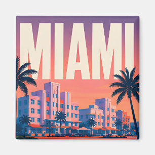 Aimant Coucher de soleil sur Miami Ocean Drive Voyage