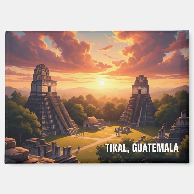 Aimant Coucher de soleil sur Tikal Guatemala (Recto)