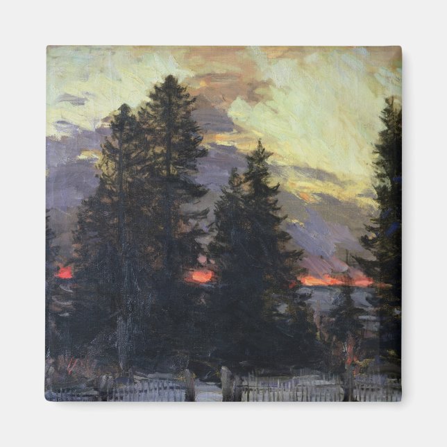 Aimant Coucher de soleil sur un paysage hivernal, vers 19 (Devant)