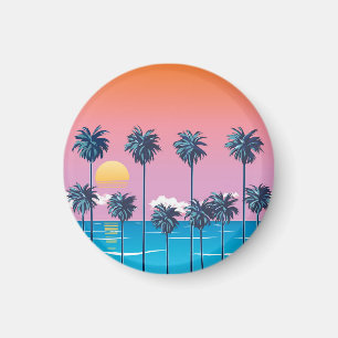Aimant Coucher de soleil tropical : Illustration de plage
