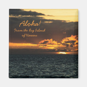 Aimant : Coucher du soleil d'Hawaï (carré)