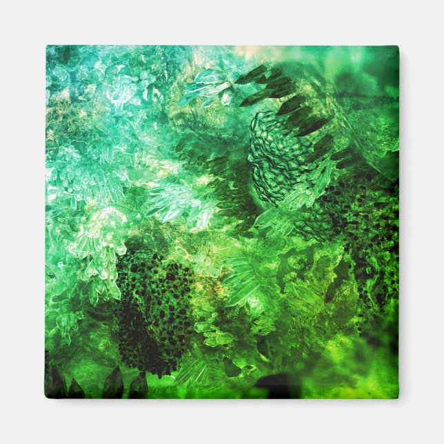 Aimant Couches de cristaux verts (Devant)