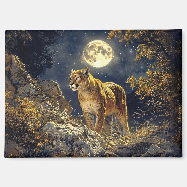 Aimant Cougar in the Moonlight Wildlife Art (Recto)
