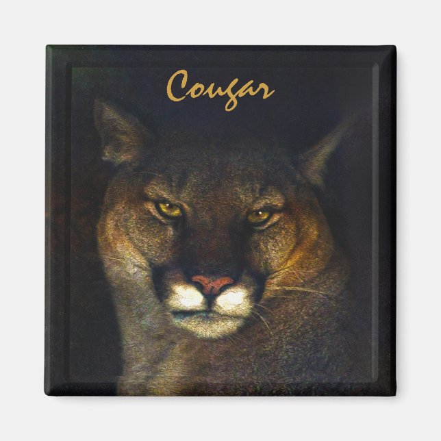 Aimant Cougar Mountain Lion Big Cat Art Designer (Devant)