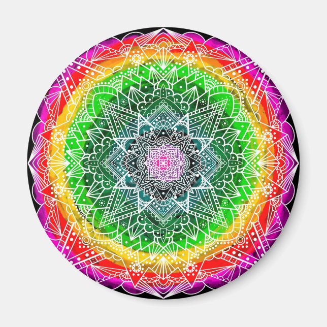Aimant Couleur éclaté Rainbow Prism Mandala (Devant)