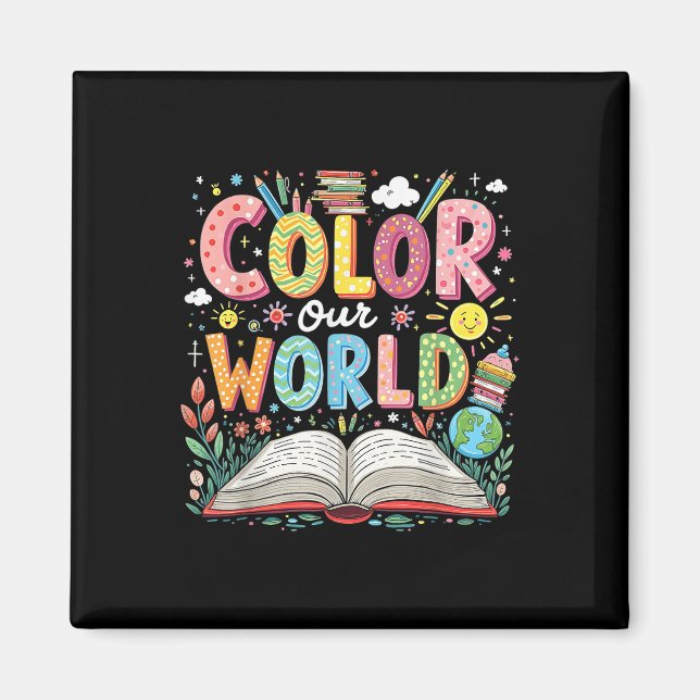 Aimant Couleur Notre Programme Mondial de Lecture du Livr (Devant)