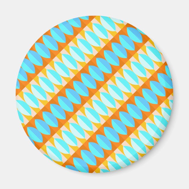 Aimant Couleur Turquoise Bleu Orange Jaune Motif (Devant)