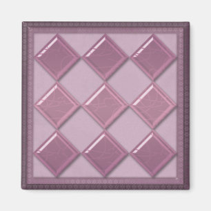 Aimant Couleur violette 3D en tuile de verre
