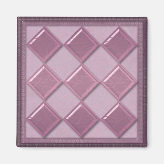 Aimant Couleur violette 3D en tuile de verre (Devant)