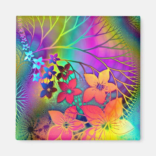 Aimant Couleurs arc-en-ciel Motif Floral (Devant)