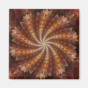 Aimant Couleurs chaudes, motif d'art fractal abstrait mod