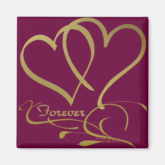 Aimant Couleurs de fond modifiables Forever Hearts Gold (Devant)