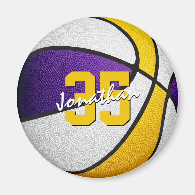 Aimant couleurs de l'équipe de basket-ball en or violet (Devant)
